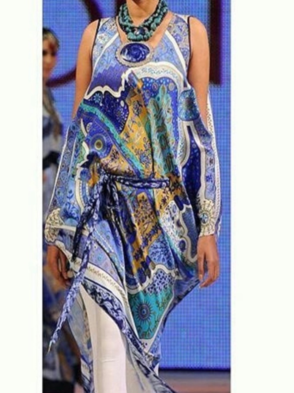 Resort Multi Color Silk Kaftan. OS